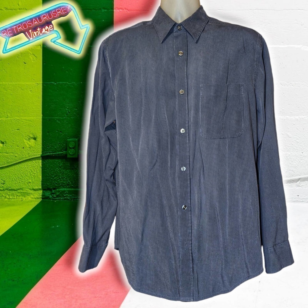 Vintage 90's Sirencore Vamp Royal Pinstriped Button Up Shirt, Medium